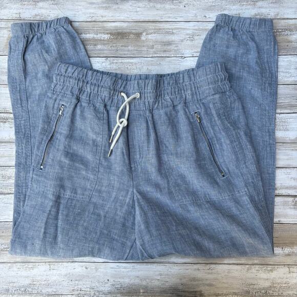 Athlet Cabo Linen Pants Sz 10 Light Blue Chambray Pull On Jogger Lightweight - Picture 3 of 12